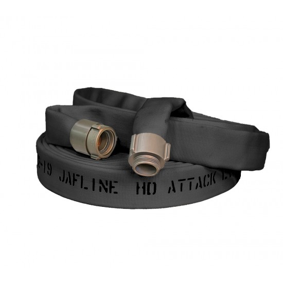 Jafline® HD™ 100 ft Available Lengths, 1 3/4 in. Size, and NPSH Coupling Type Black Double-Jacket Fire Hose with EPDM Rubber Lining